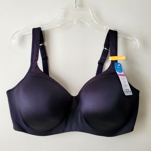 Playtex Love My Curves Bra 46DD Balconette 4823 Black Underwire Smoothing NEW - Picture 2 of 11